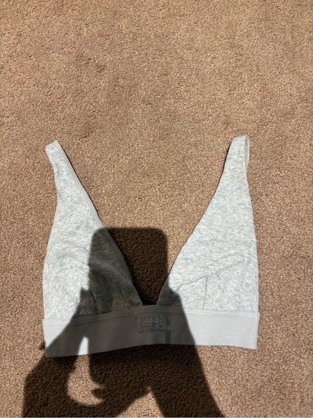 SKIMS Light Gray Ribbed Triangle Bralette size xs